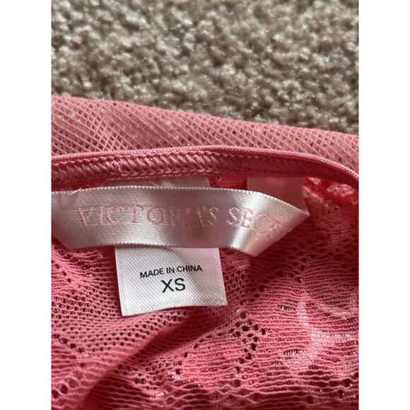 Vintage Victoria’s Secret Teddy XS bubblegum Pink Sheer Lace Babydoll Lingerie - Picture 6 of 7